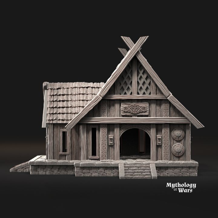 Viking house by Davale games in 32mm, 28mm, 15mm Scale 3D Printed Scenery for Wargaming Dnd and Warhammer