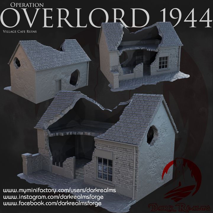 Overlord Cafe by DarkRealms in 32mm, 28mm, 15mm Scale 3D Printed Scenery for Wargaming Dnd and Warhammer