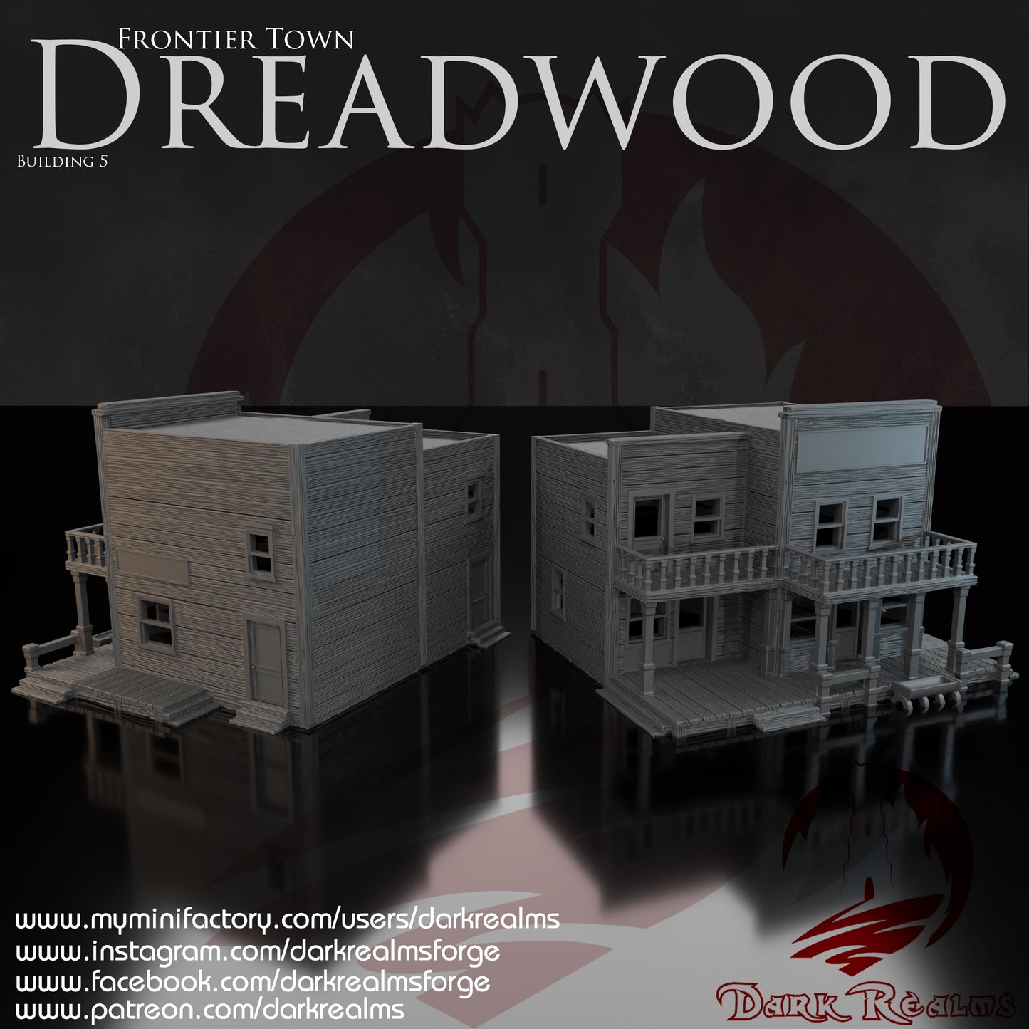 Old West building 5 by DarkRealms in 32mm, 28mm, 15mm Scale 3D Printed Scenery for Wargaming Dnd and Warhammer