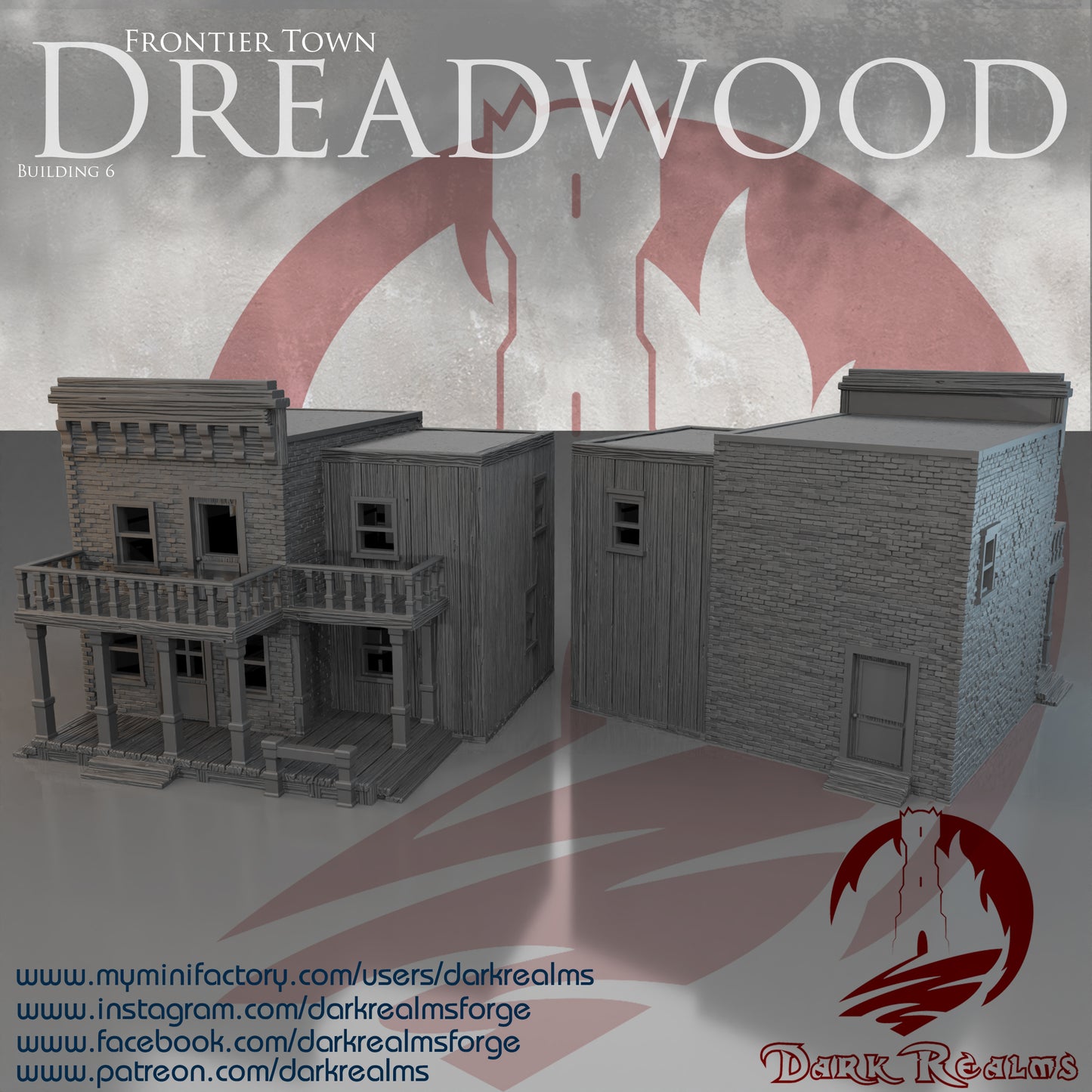 Old West building 6 by DarkRealms in 32mm, 28mm, 15mm Scale 3D Printed Scenery for Wargaming Dnd and Warhammer