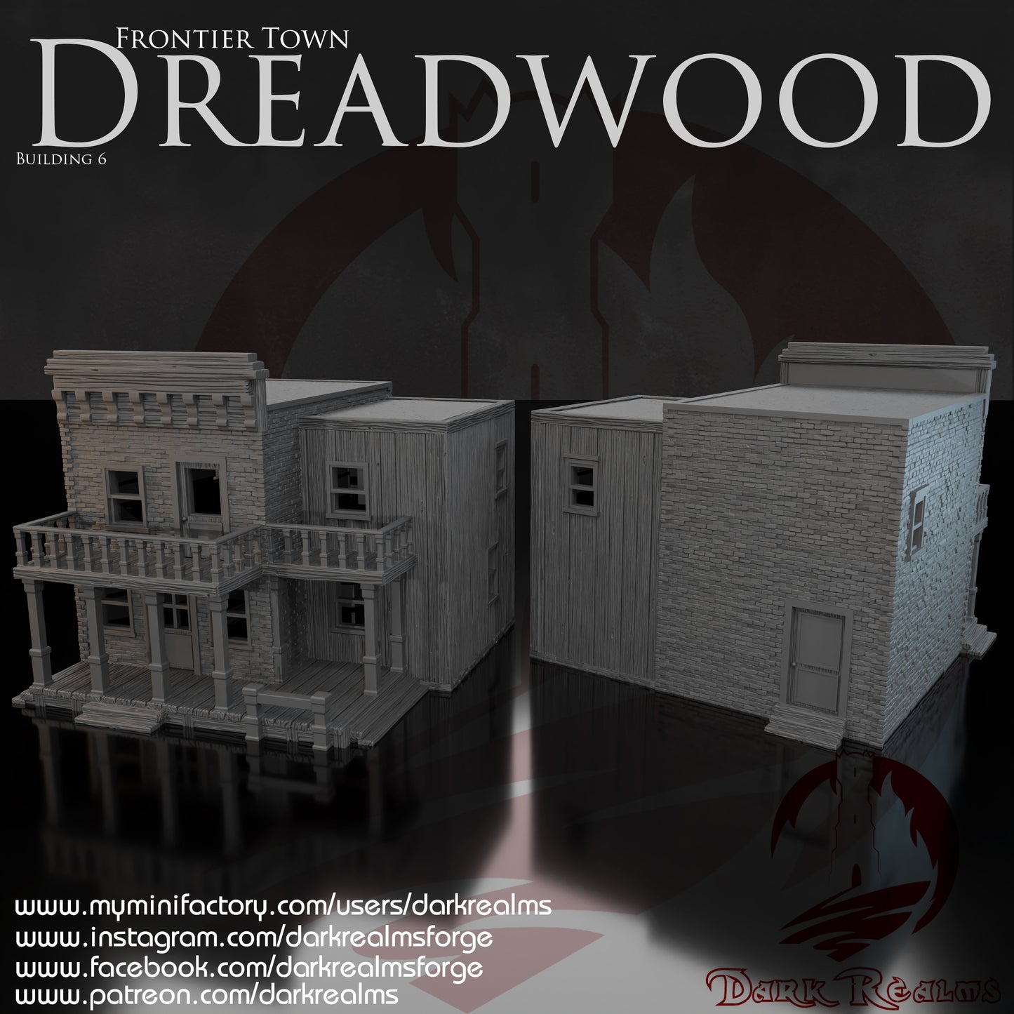 Old West building 6 by DarkRealms in 32mm, 28mm, 15mm Scale 3D Printed Scenery for Wargaming Dnd and Warhammer