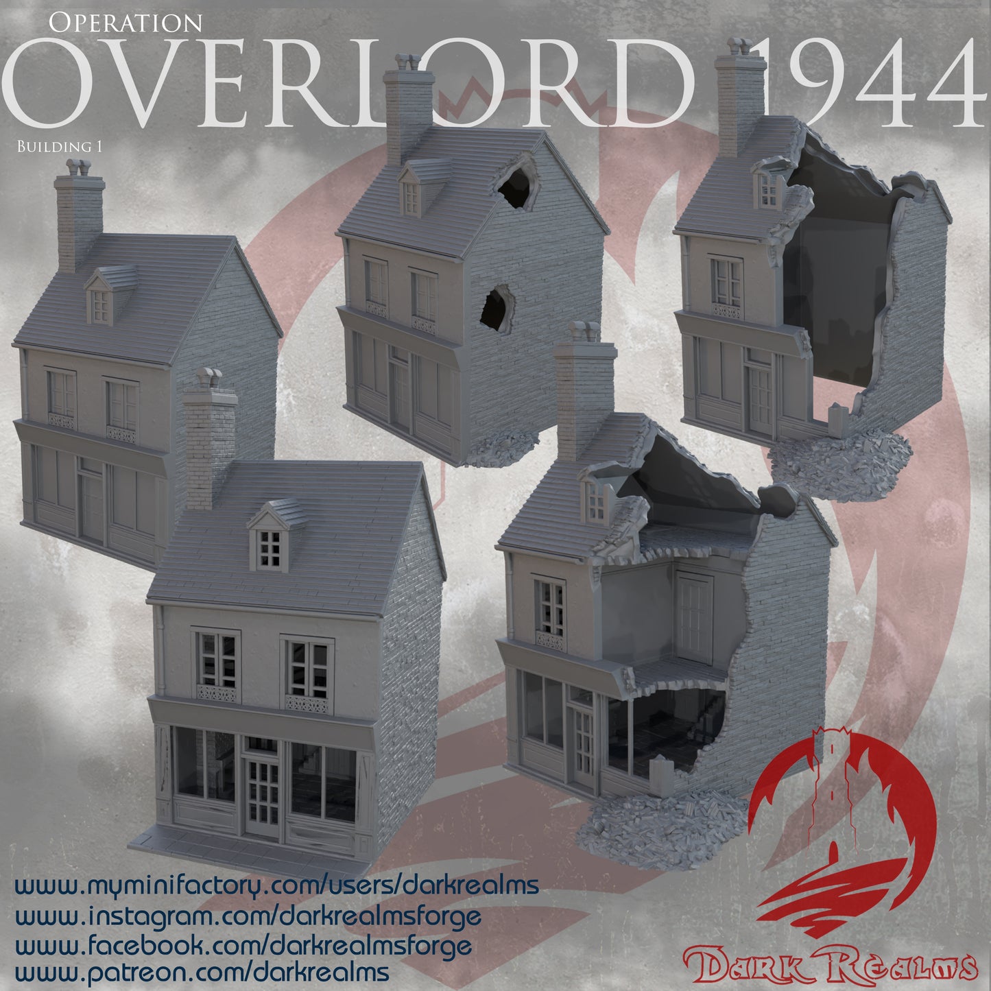 Overlord building 1 by DarkRealms in 32mm, 28mm, 15mm Scale 3D Printed Scenery for Wargaming Dnd and Warhammer