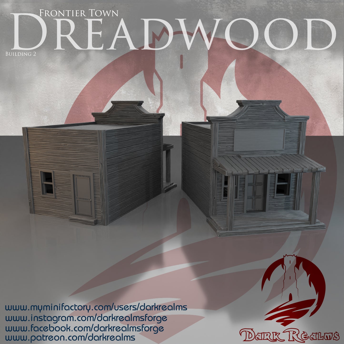 Old West building 2 by DarkRealms in 32mm, 28mm, 15mm Scale 3D Printed Scenery for Wargaming Dnd and Warhammer