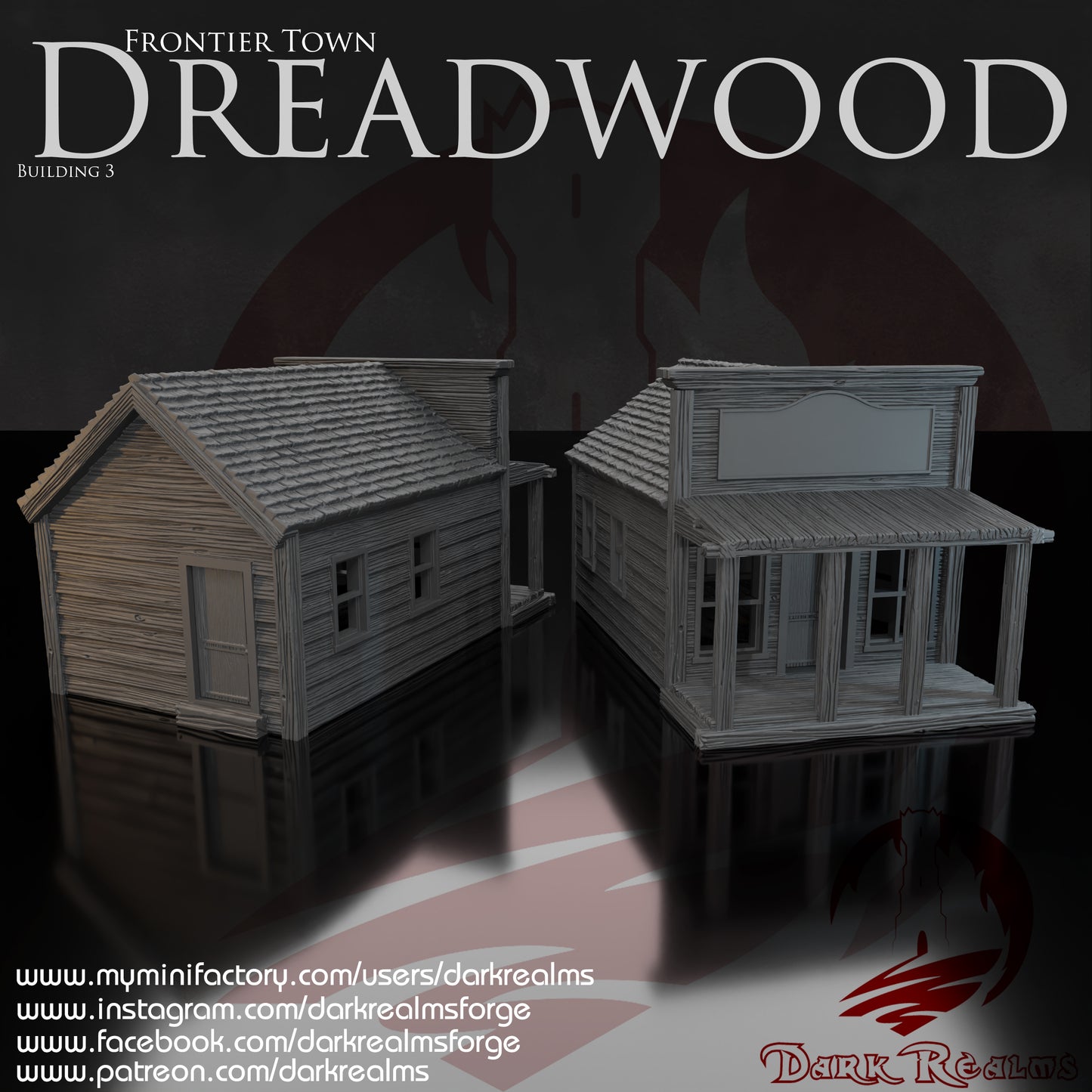 Old West building 3 by DarkRealms in 32mm, 28mm, 15mm Scale 3D Printed Scenery for Wargaming Dnd and Warhammer
