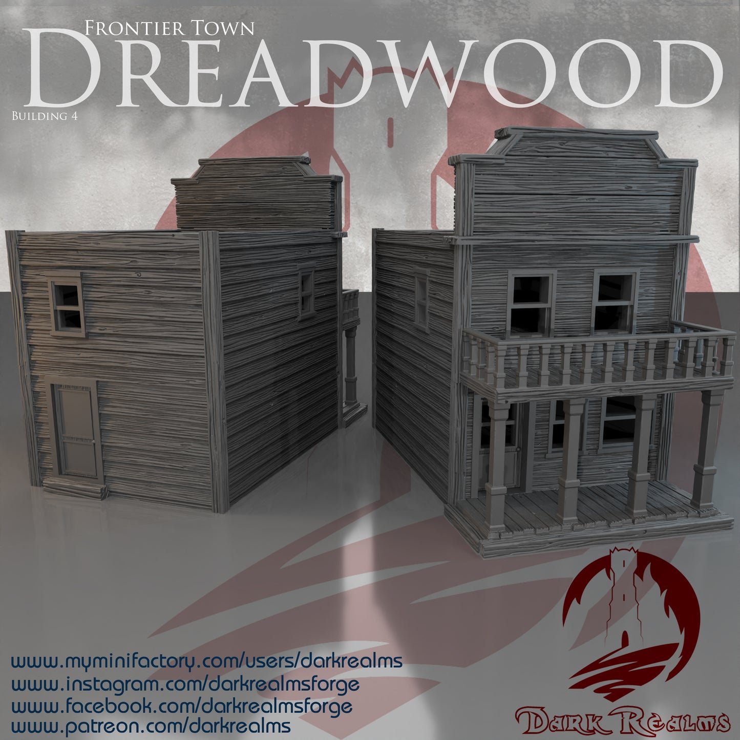 Old West building 4 by DarkRealms in 32mm, 28mm, 15mm Scale 3D Printed Scenery for Wargaming Dnd and Warhammer