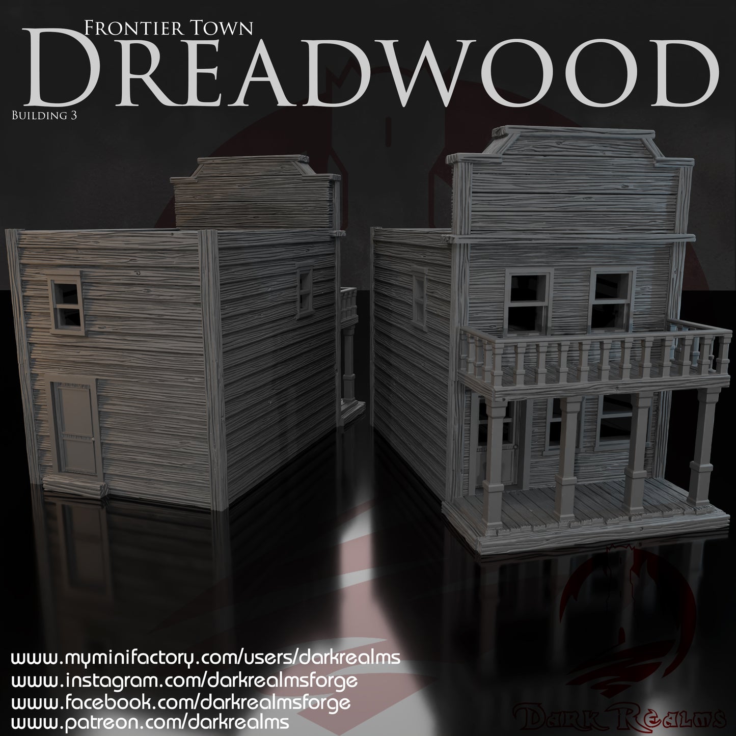 Old West building 4 by DarkRealms in 32mm, 28mm, 15mm Scale 3D Printed Scenery for Wargaming Dnd and Warhammer