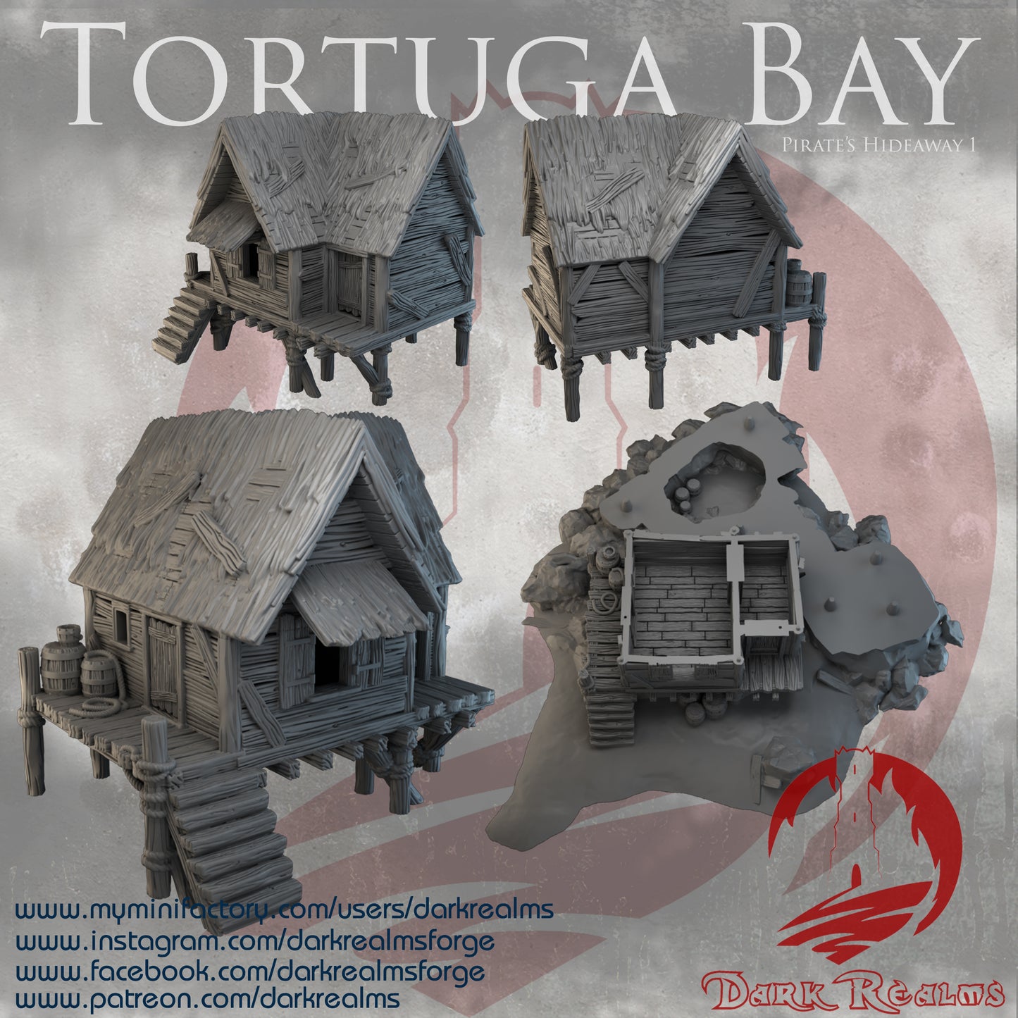 Tortuga Bay hideaway 1 by Dark Realms in 32mm, 28mm, 15mm Scale 3D Printed Scenery for Wargaming Dnd and Warhammer