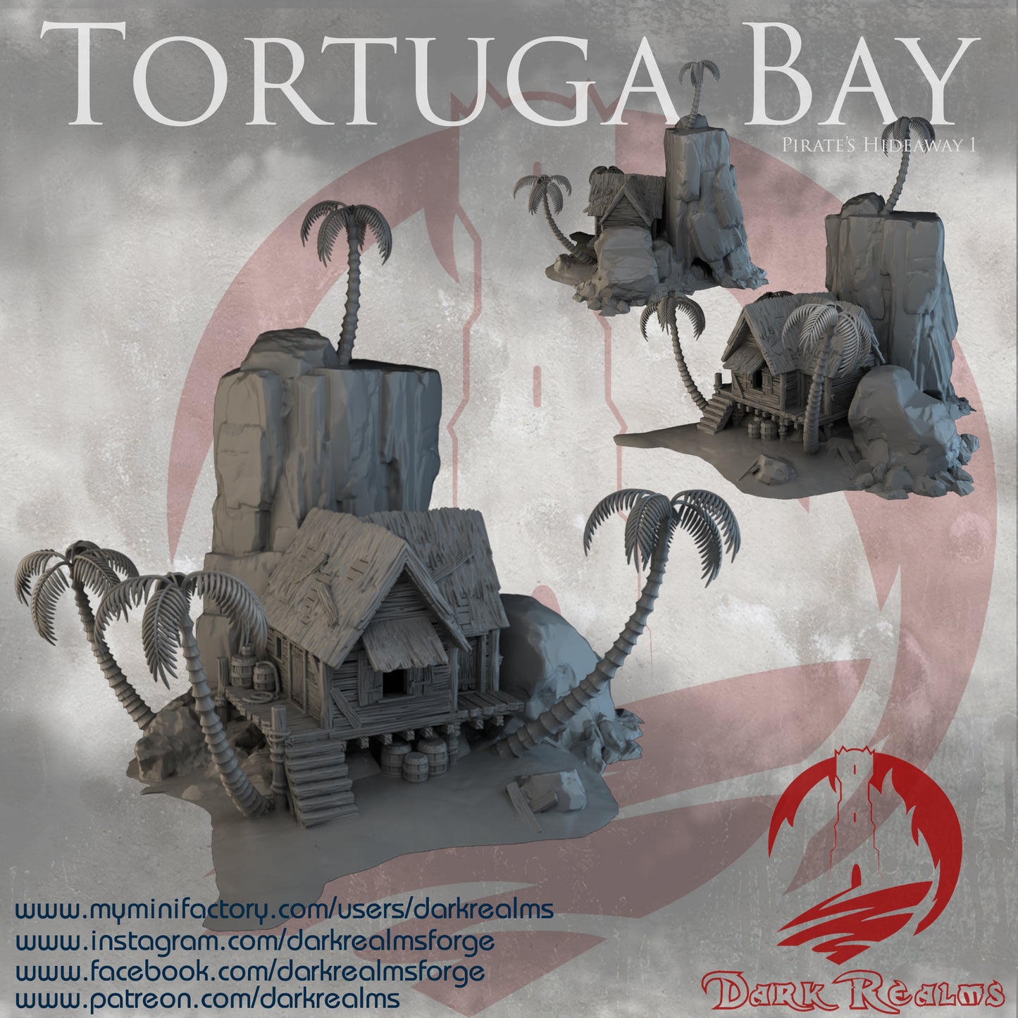 Tortuga Bay hideaway 1 by Dark Realms in 32mm, 28mm, 15mm Scale 3D Printed Scenery for Wargaming Dnd and Warhammer