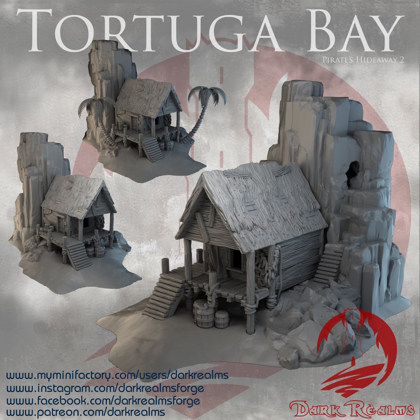 Tortuga Bay hideaway 2 by Dark Realms in 32mm, 28mm, 15mm Scale 3D Printed Scenery for Wargaming Dnd and Warhammer