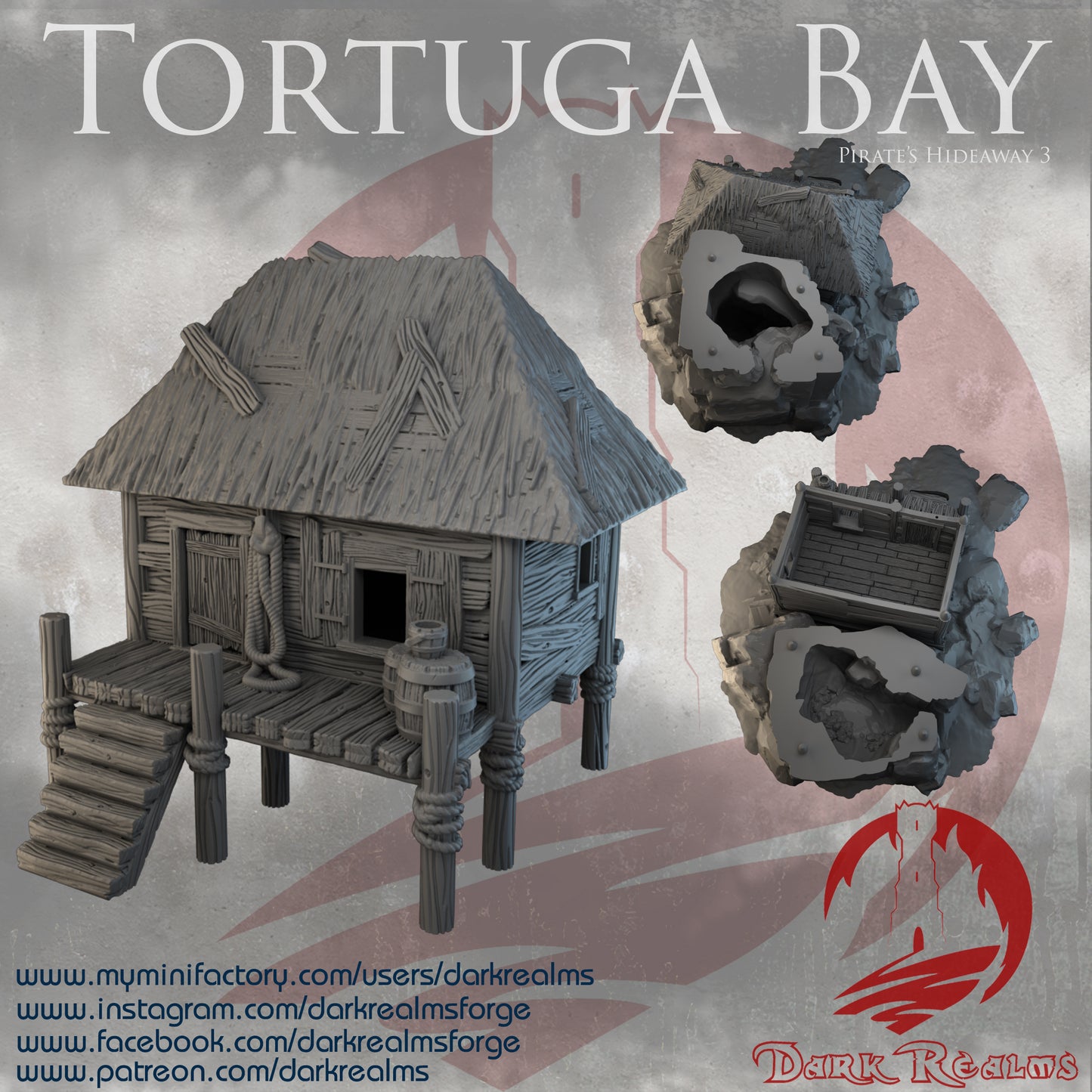 Tortuga Bay hideaway 3 by Dark Realms in 32mm, 28mm, 15mm Scale 3D Printed Scenery for Wargaming Dnd and Warhammer