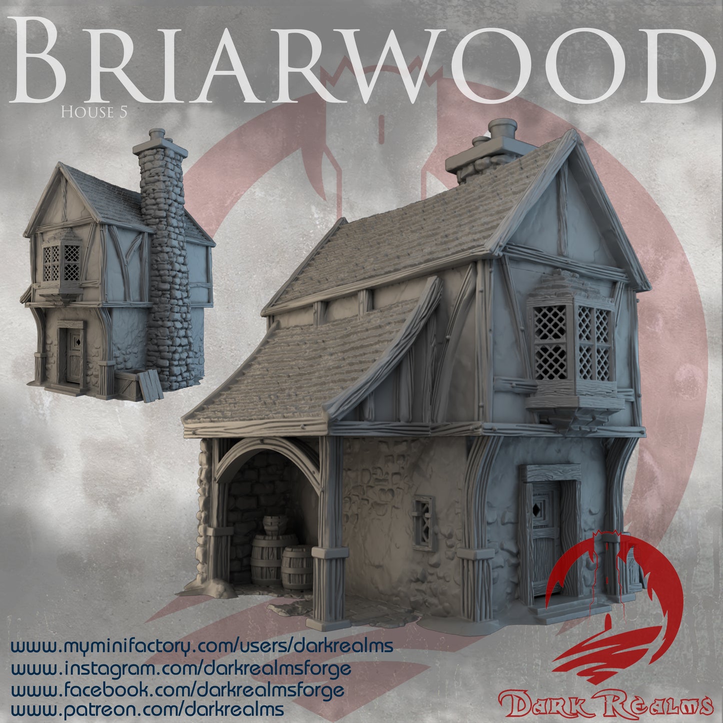 Briarwood house 5 by Dark Realms in 32mm, 28mm, 15mm Scale 3D Printed Scenery for Wargaming Dnd and Warhammer