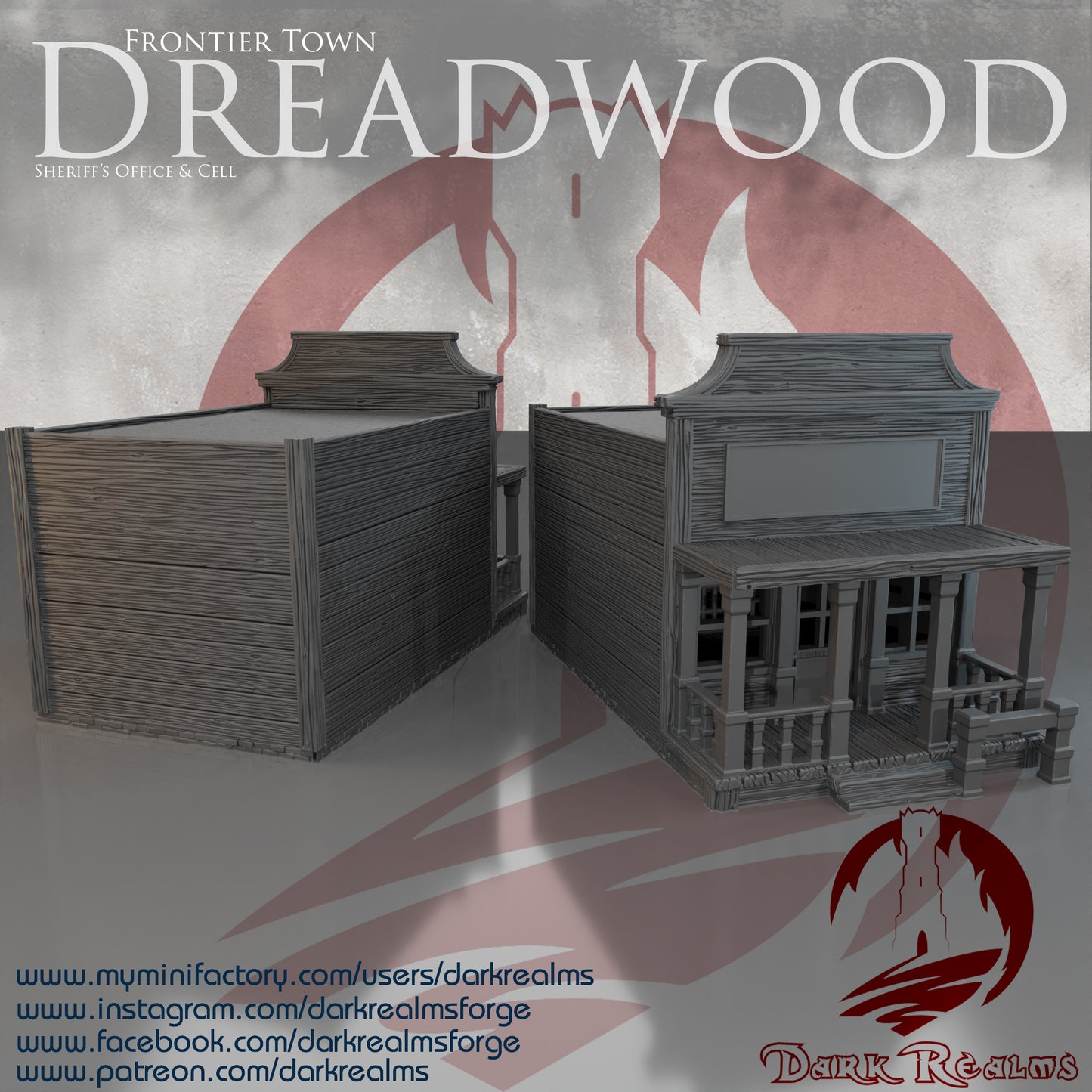 Old West sheriff's office by DarkRealms in 32mm, 28mm, 15mm Scale 3D Printed Scenery for Wargaming Dnd and Warhammer