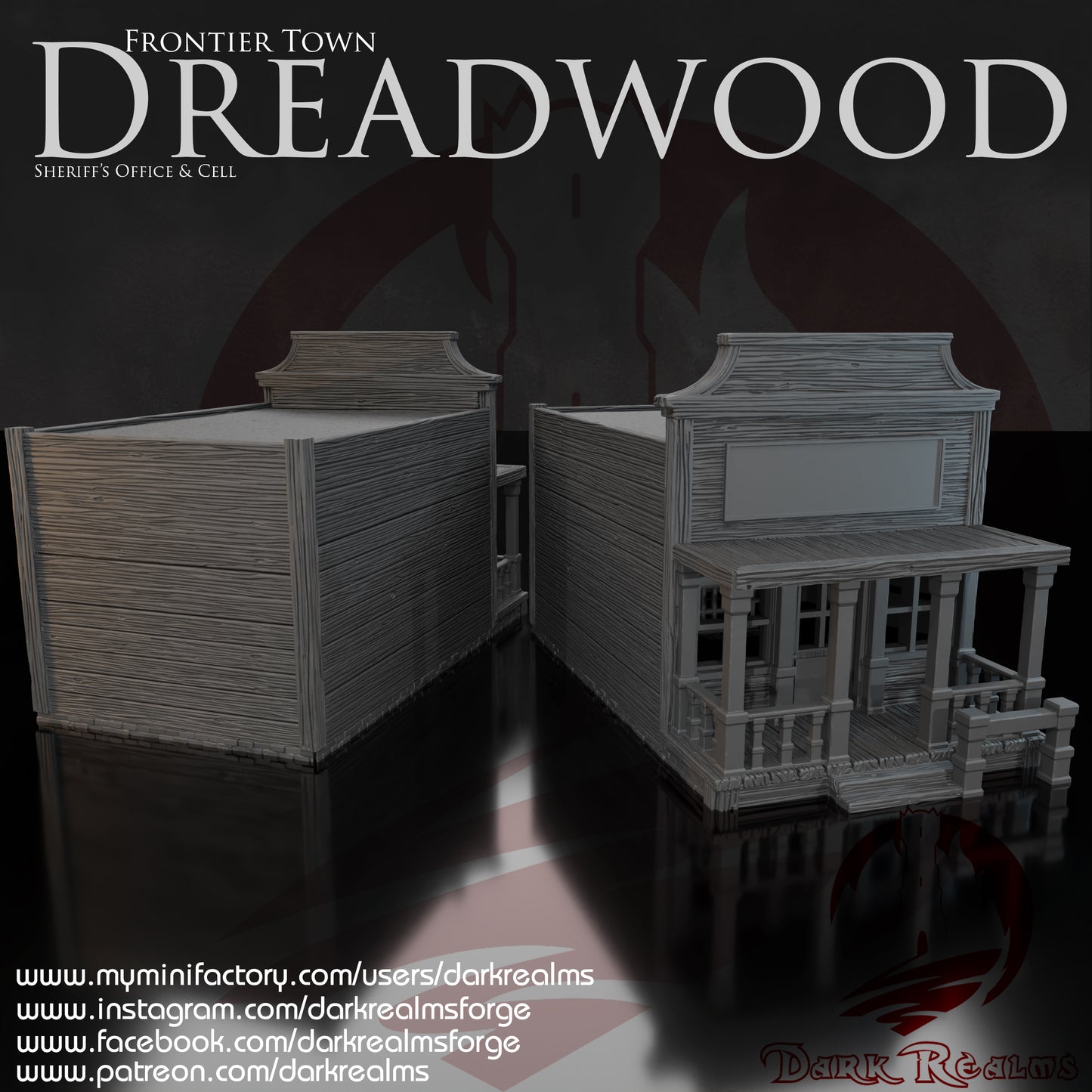 Old West sheriff's office by DarkRealms in 32mm, 28mm, 15mm Scale 3D Printed Scenery for Wargaming Dnd and Warhammer