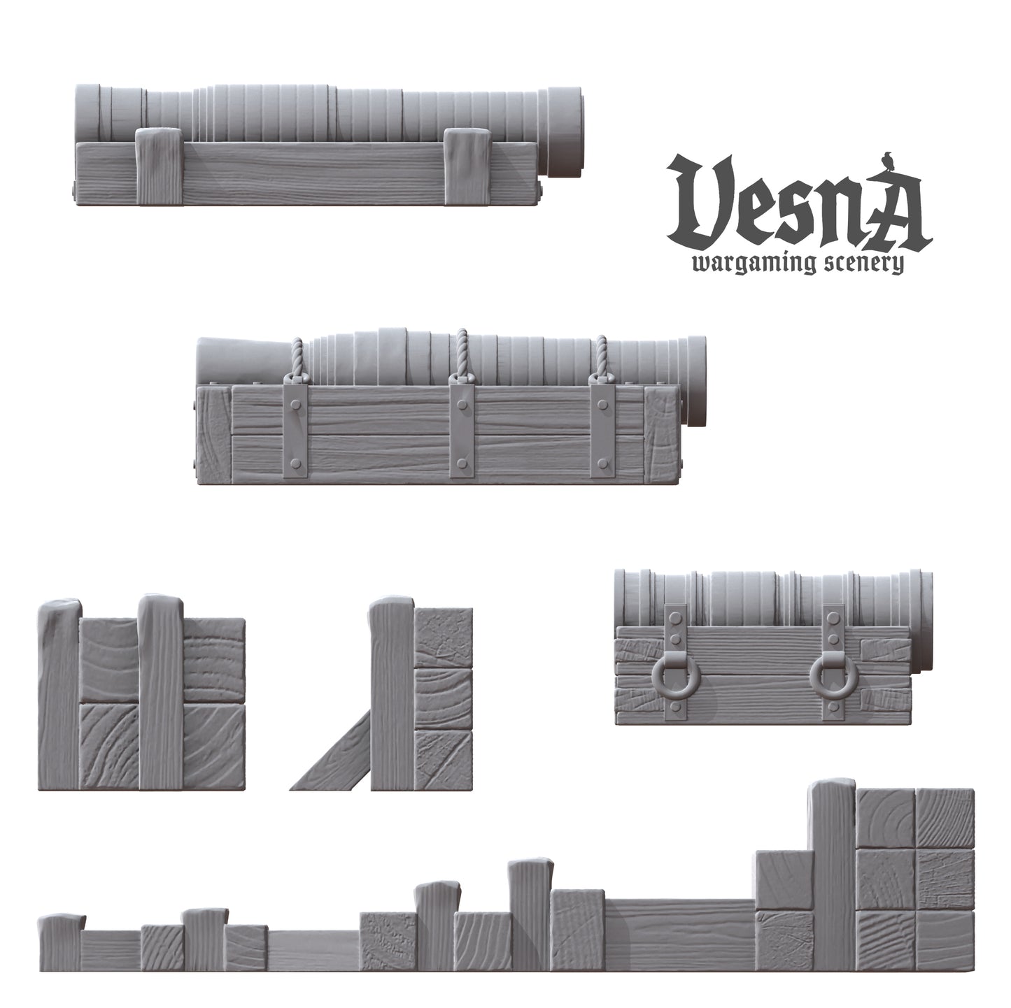 Bombard guns (pack 1) 32mm, 28mm, 15mm Scale 3D Printed for Historical Wargaming