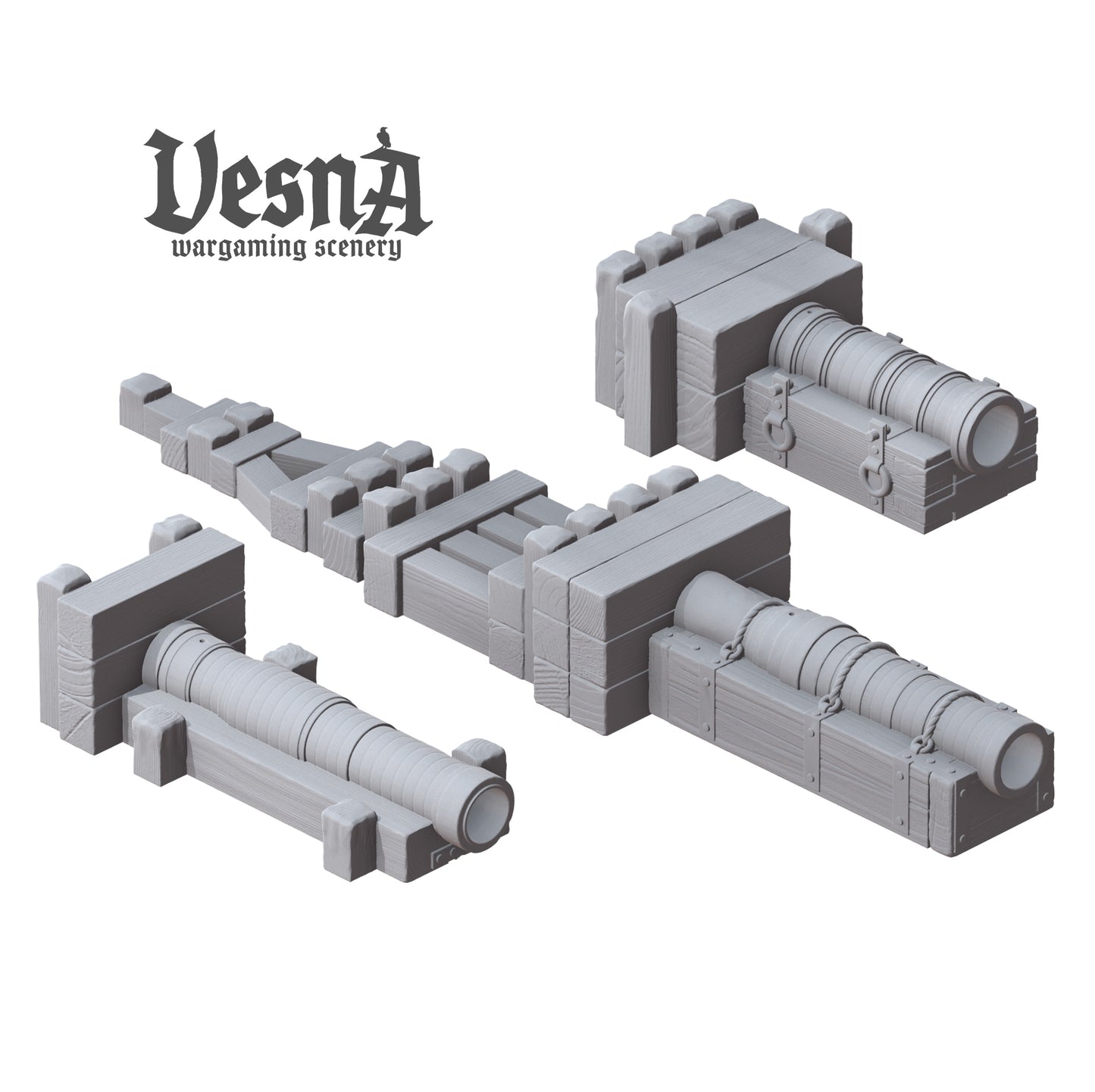 Bombard guns (pack 1) 32mm, 28mm, 15mm Scale 3D Printed for Historical Wargaming