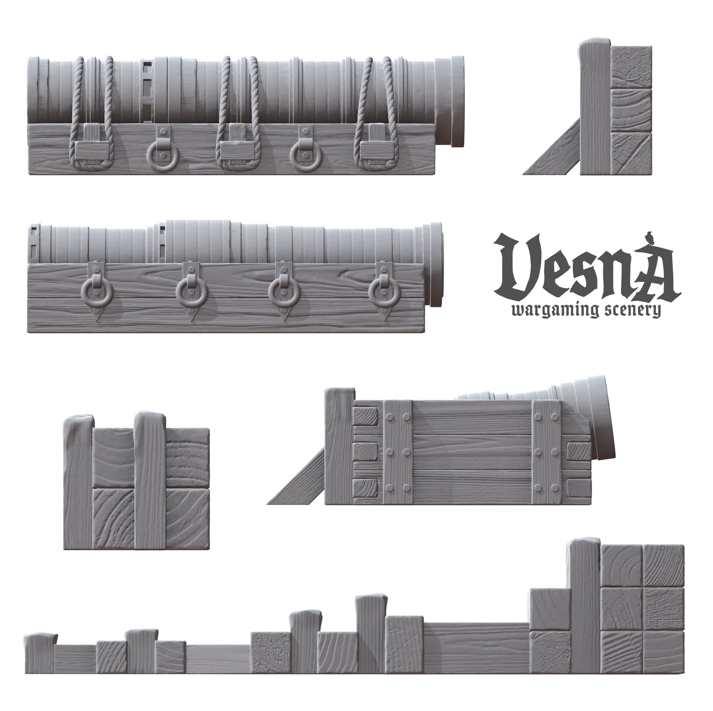 Bombard guns (pack 2) 32mm, 28mm, 15mm Scale 3D Printed for Historical Wargaming