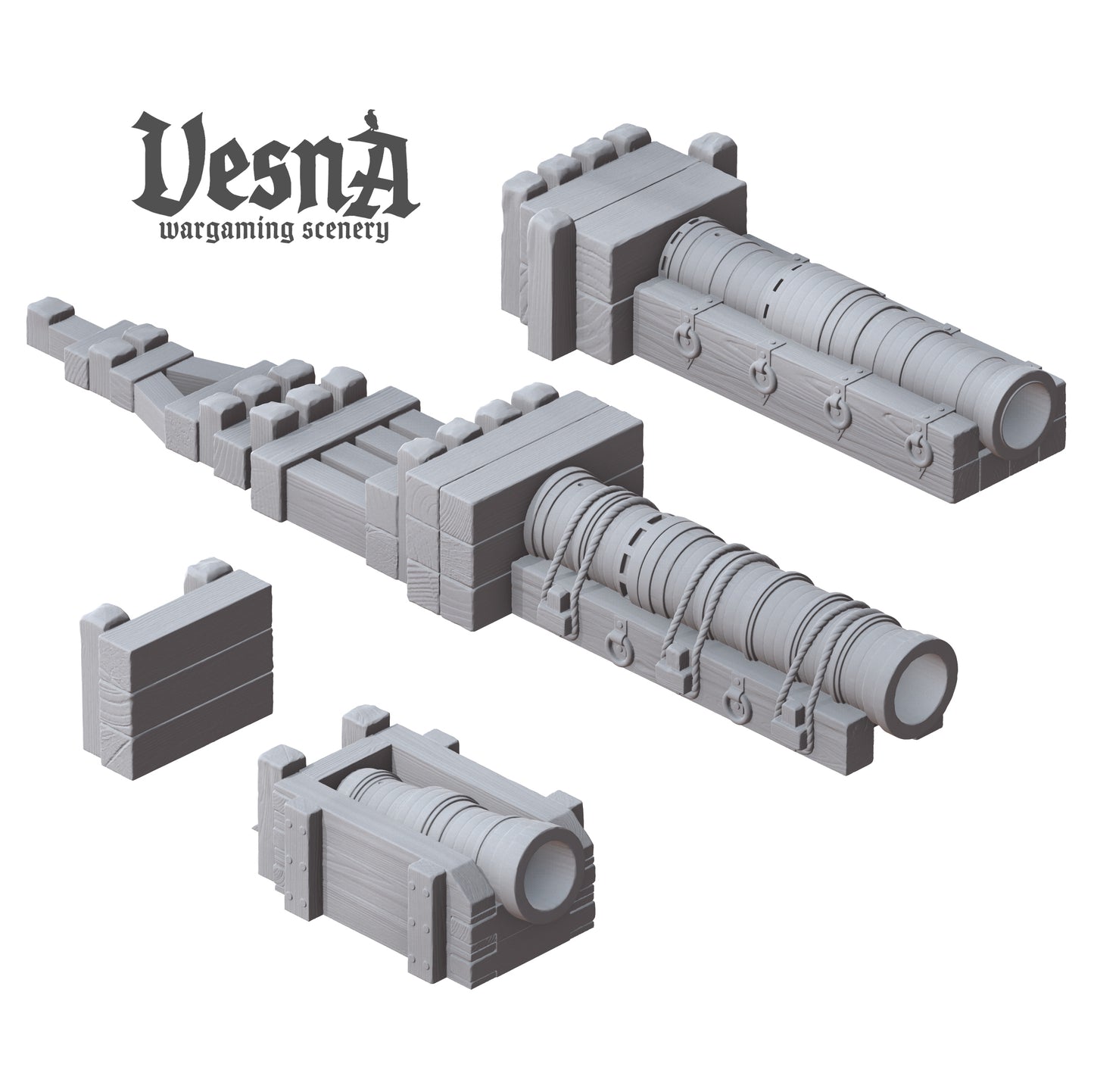Bombard guns (pack 2) 32mm, 28mm, 15mm Scale 3D Printed for Historical Wargaming