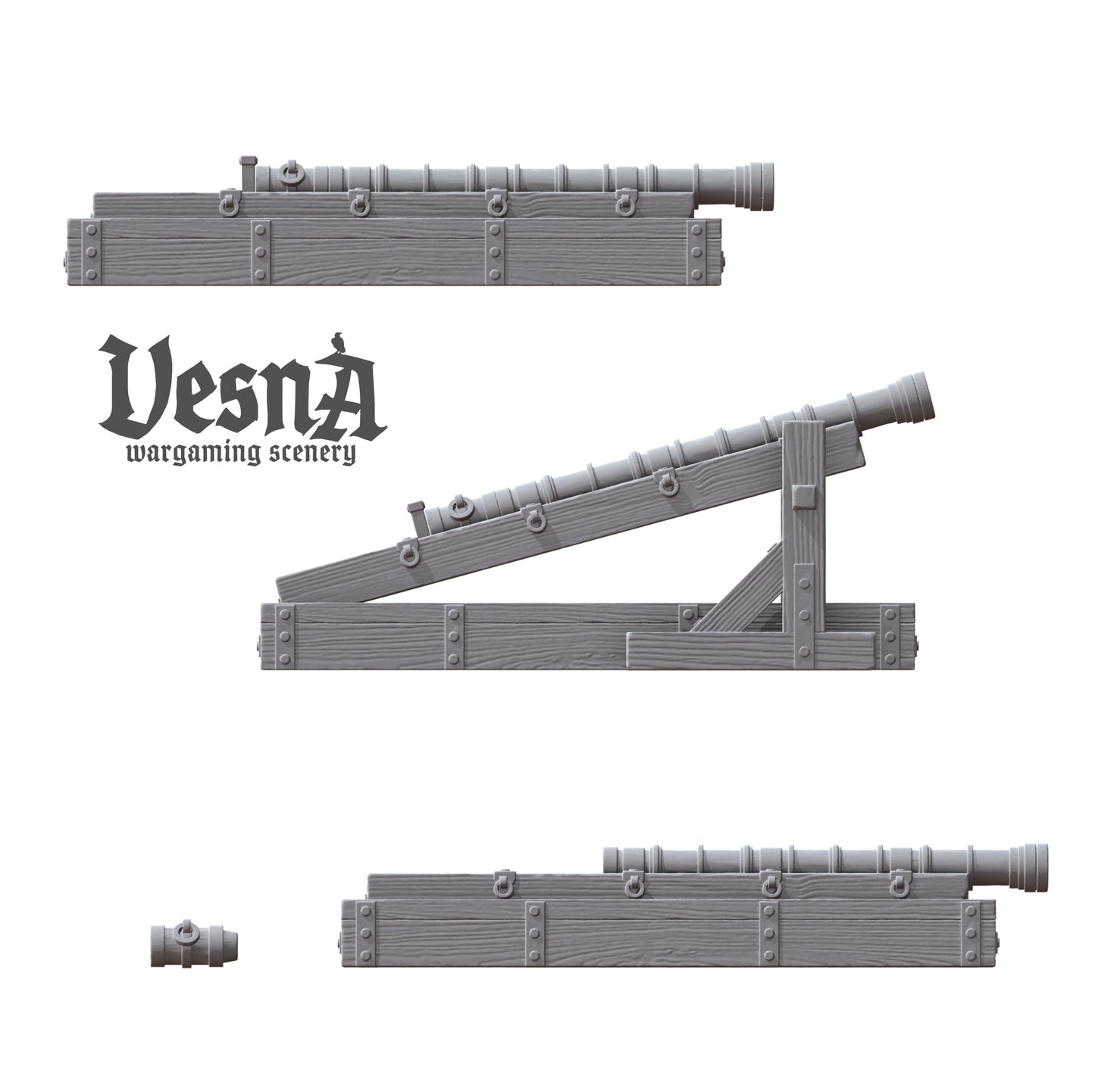 Breech loading artillery in 32mm, 28mm, 15mm Scale 3D Printed for Historical Wargaming