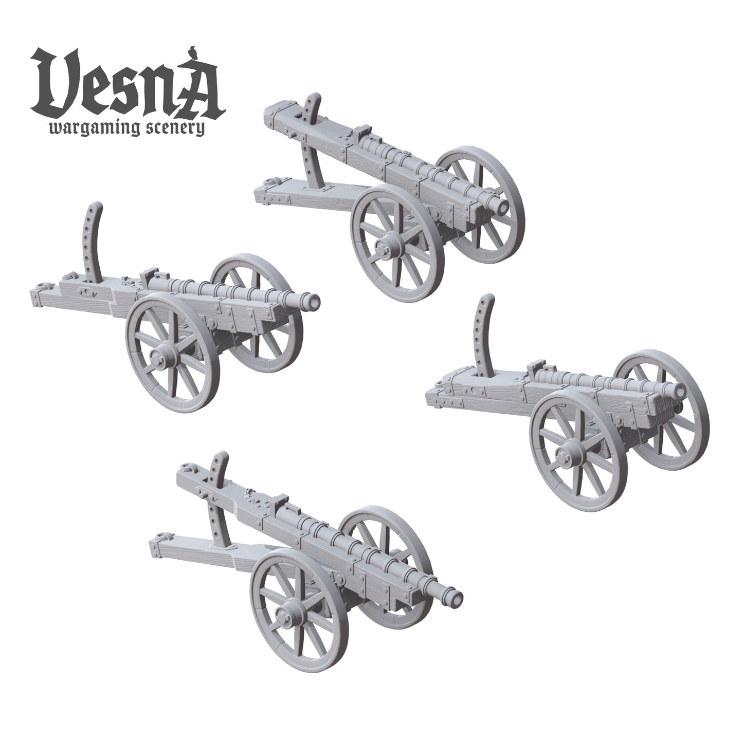 Breech loading artillery (pack 2) in 32mm, 28mm, 15mm Scale 3D Printed for Historical Wargaming