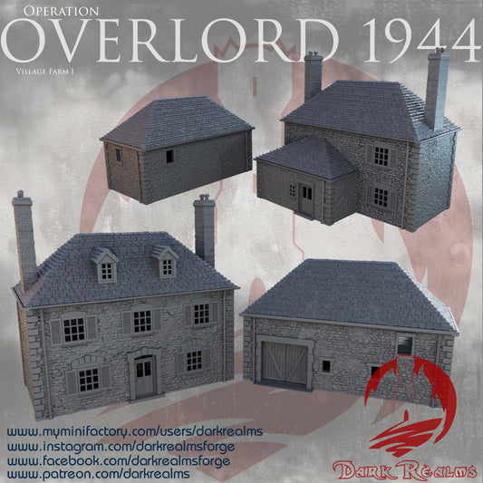 Overlord farm and barn by DarkRealms in 32mm, 28mm, 15mm Scale 3D Printed Scenery for Wargaming Dnd and Warhammer