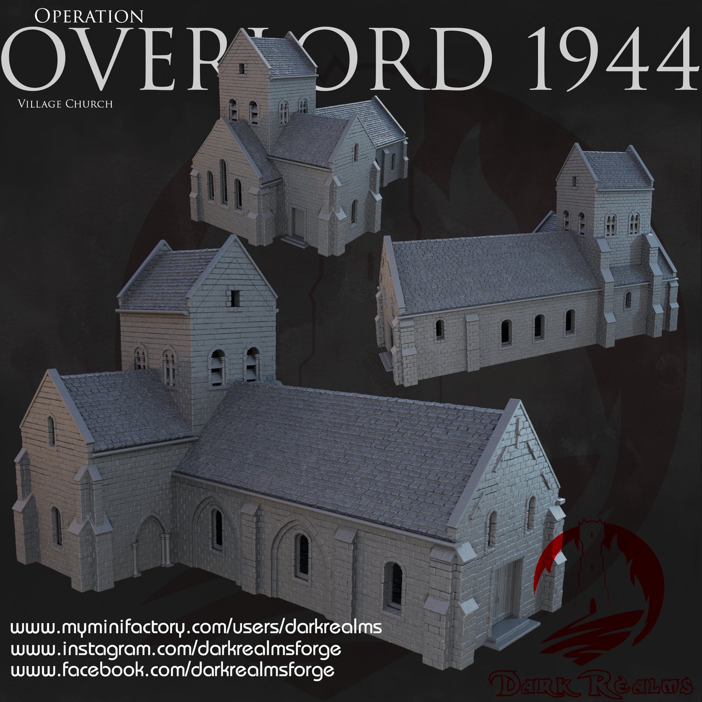 Overlord Church by DarkRealms in 32mm, 28mm, 15mm Scale 3D Printed Scenery for Wargaming Dnd and Warhammer