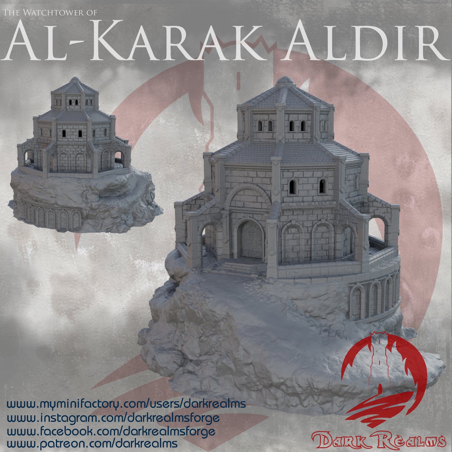 Al-Karak Aldir Watchtower by DarkRealms in 32mm, 28mm, 15mm Scale 3D Printed Scenery for Wargaming Dnd and Warhammer