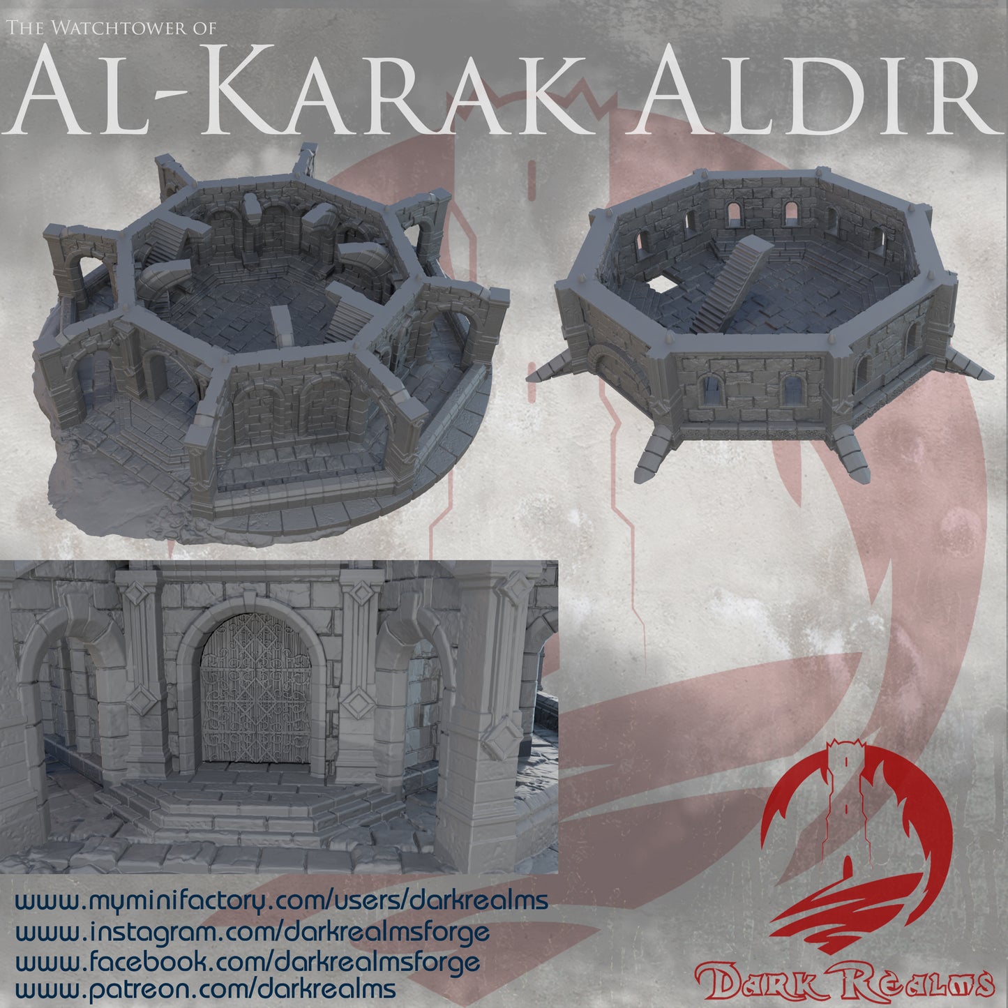 Al-Karak Aldir Watchtower by DarkRealms in 32mm, 28mm, 15mm Scale 3D Printed Scenery for Wargaming Dnd and Warhammer
