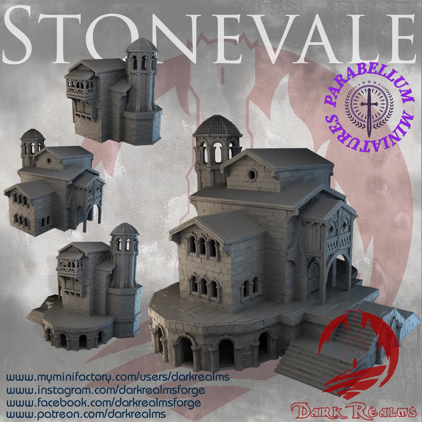 Villa 2 (Stonevale by DarkRealms) 32mm, 28mm, 15mm Scale 3D Printed Scenery for Wargaming Dnd and Warhammer