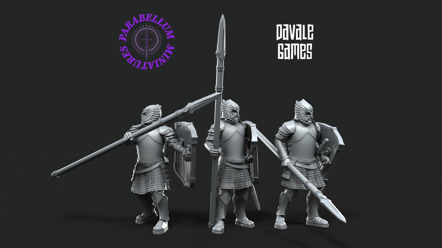 6x Grey Castle Warriors With Spears