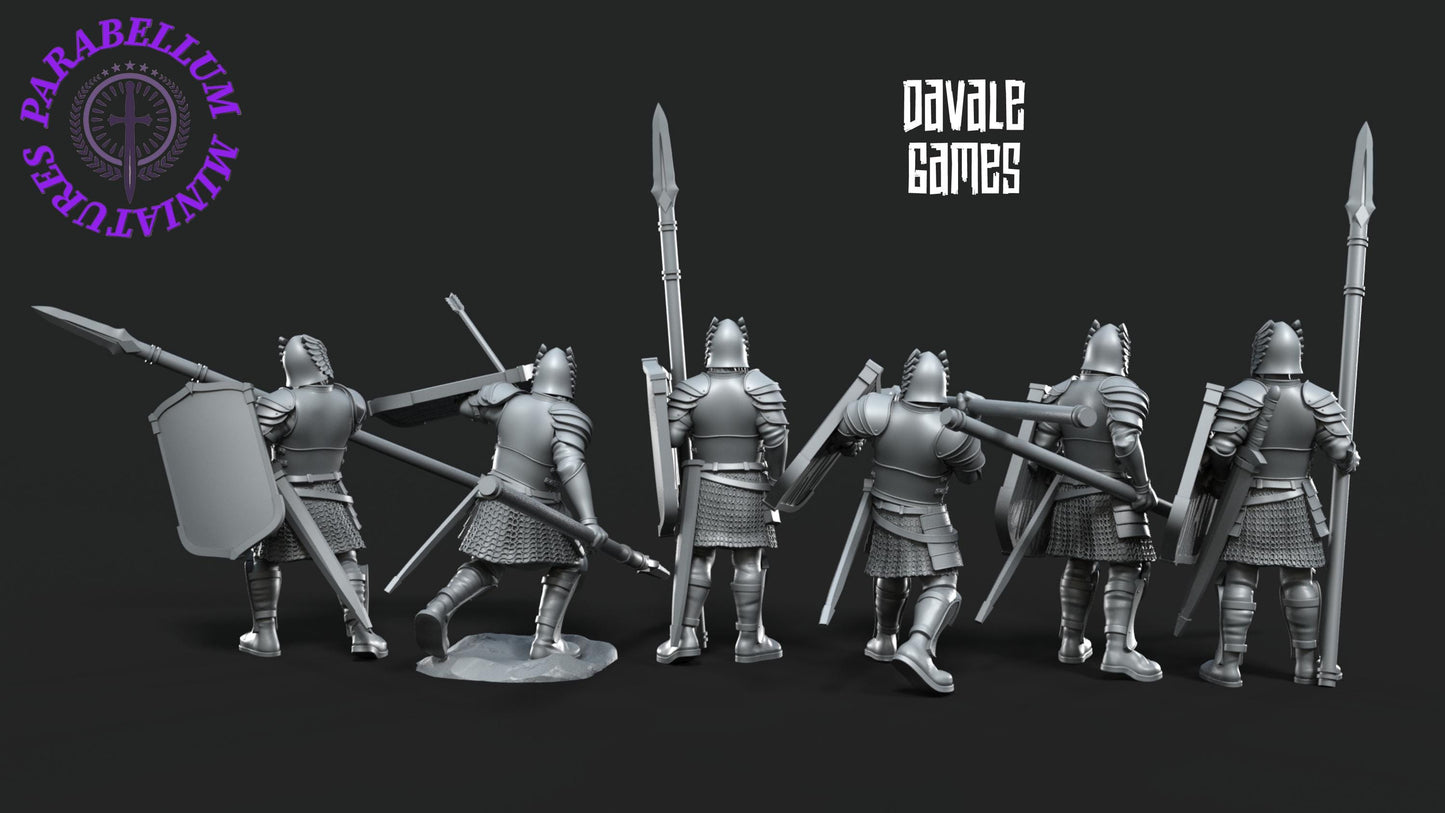 6x Grey Castle Warriors With Spears