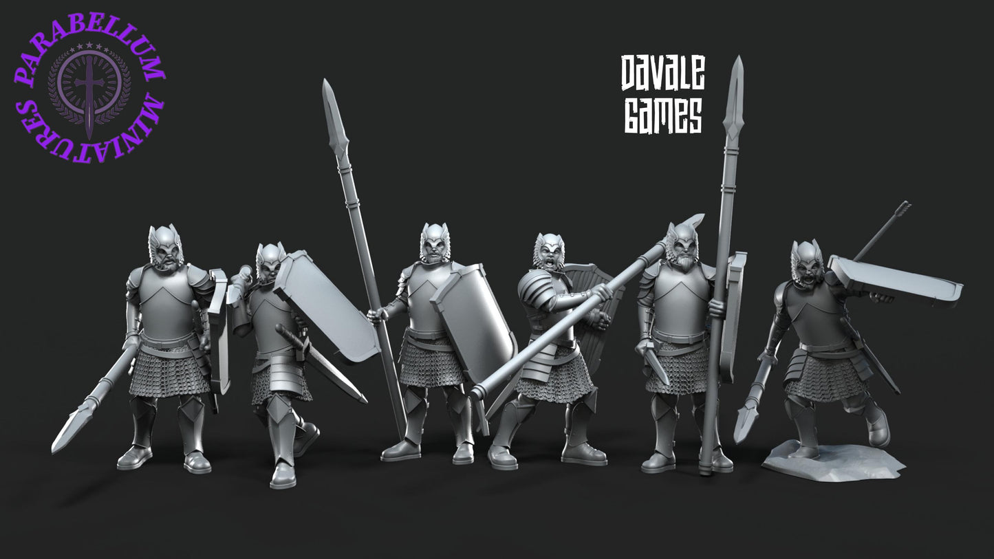 6x Grey Castle Warriors With Spears