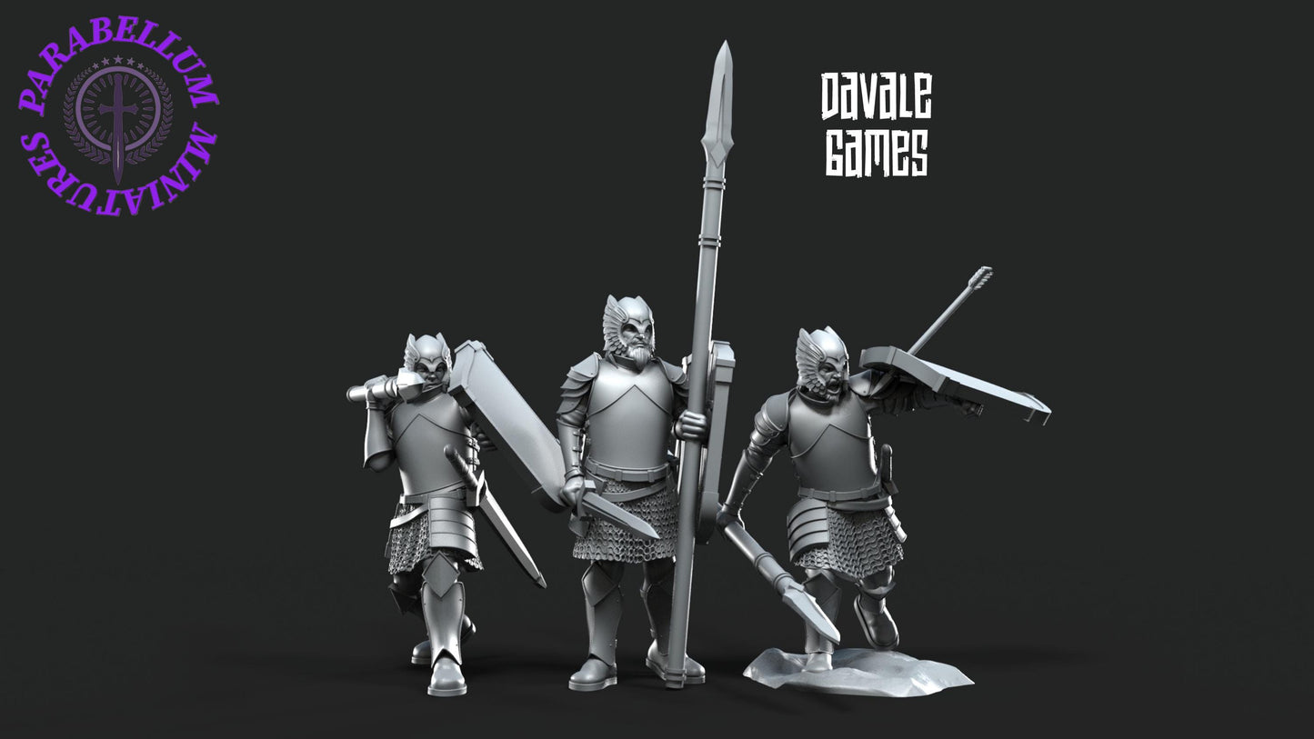 6x Grey Castle Warriors With Spears