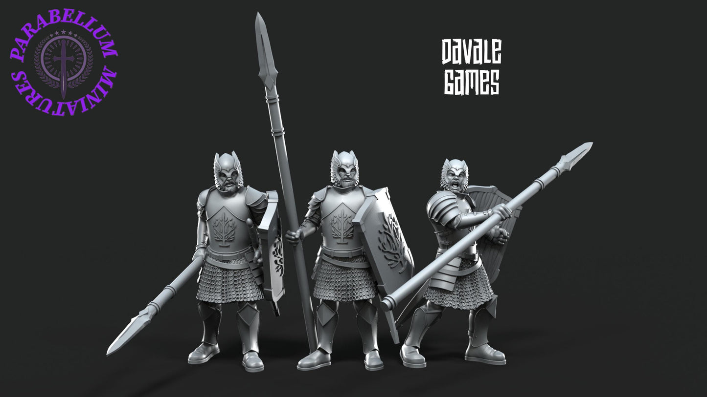 6x Grey Castle Warriors With Spears