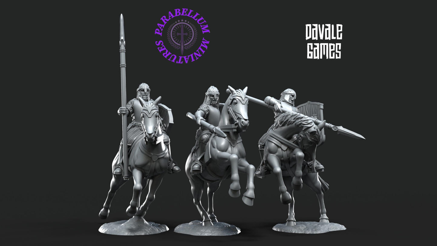 3x North Human Warrior Riders with spear shield