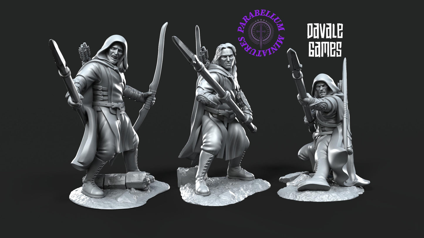 3x Rangers of the Grey Castle with spear and bow