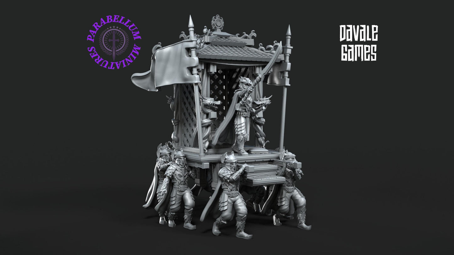 Dragon Army Emperor on palanquin with halberd and sheathed sword - version B