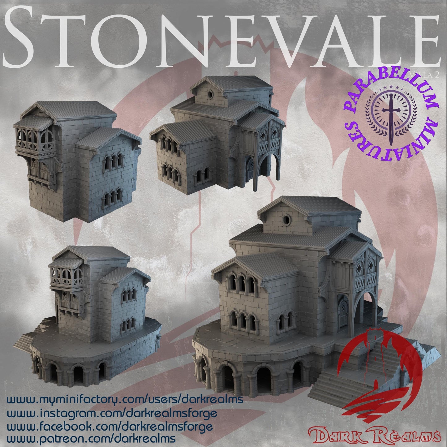 Villa 2 (Stonevale by DarkRealms) 32mm, 28mm, 15mm Scale 3D Printed Scenery for Wargaming Dnd and Warhammer