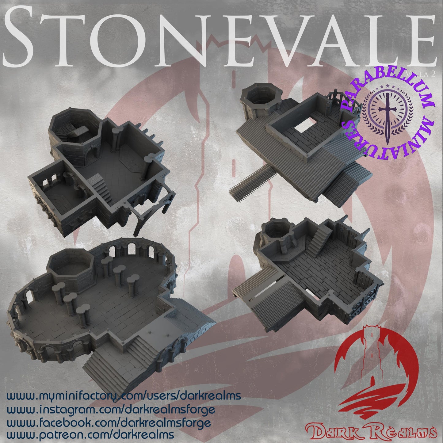 Villa 2 (Stonevale by DarkRealms) 32mm, 28mm, 15mm Scale 3D Printed Scenery for Wargaming Dnd and Warhammer