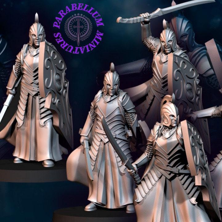 6x Bloody Elf warriors with Sword and Shield