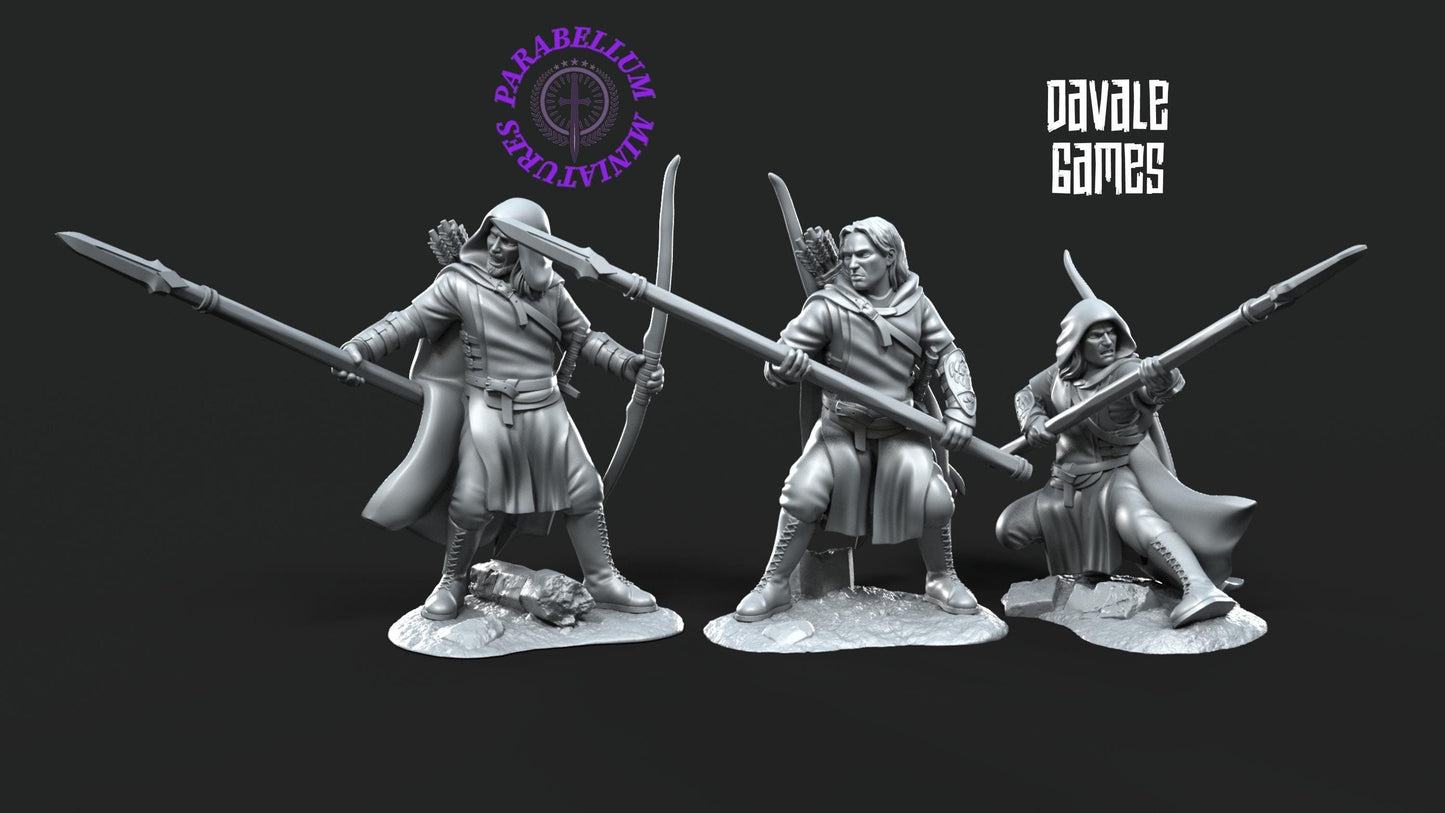 3x Rangers of the Grey Castle with spear and bow