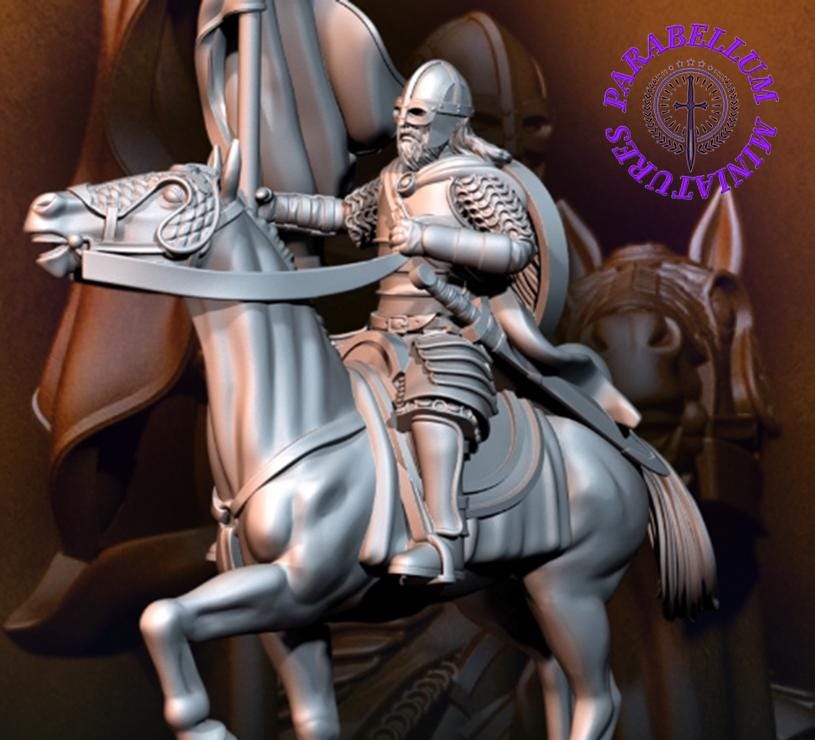 West Human warrior with banner on horse