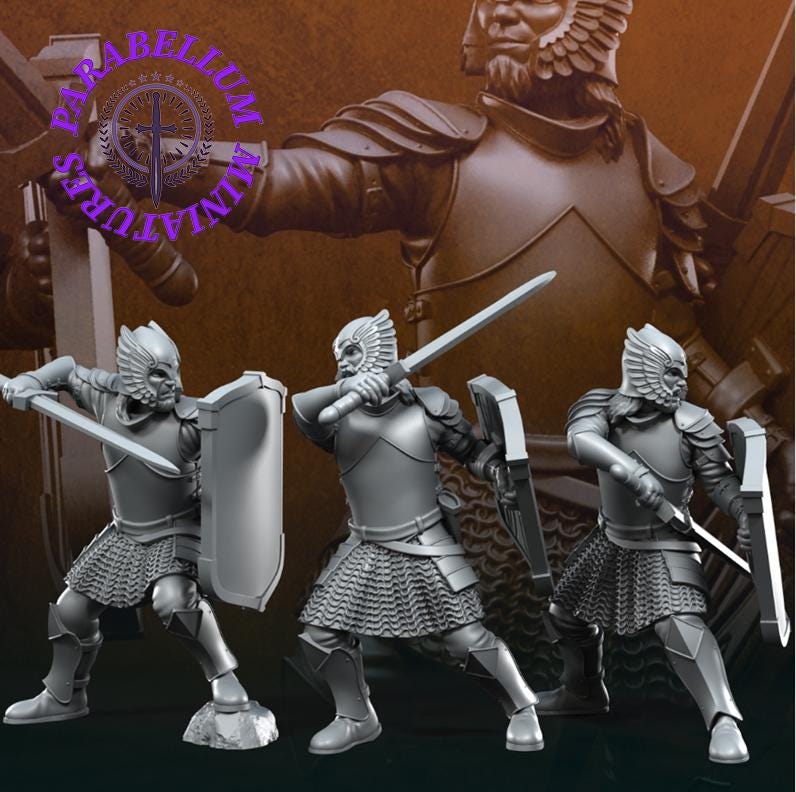 Grey Castle Warriors with swords