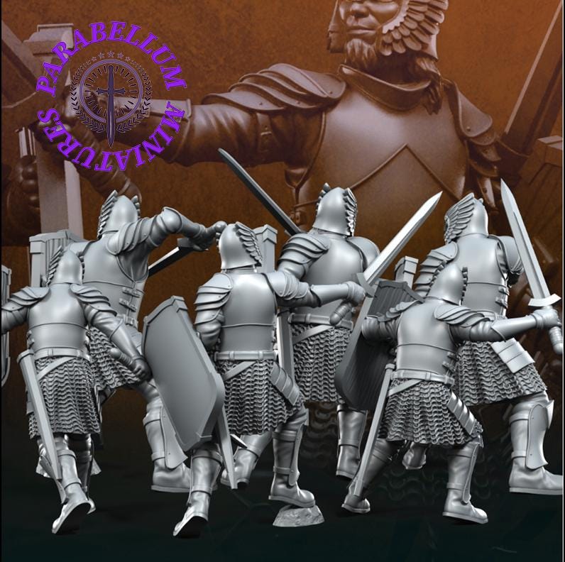Grey Castle Warriors with swords