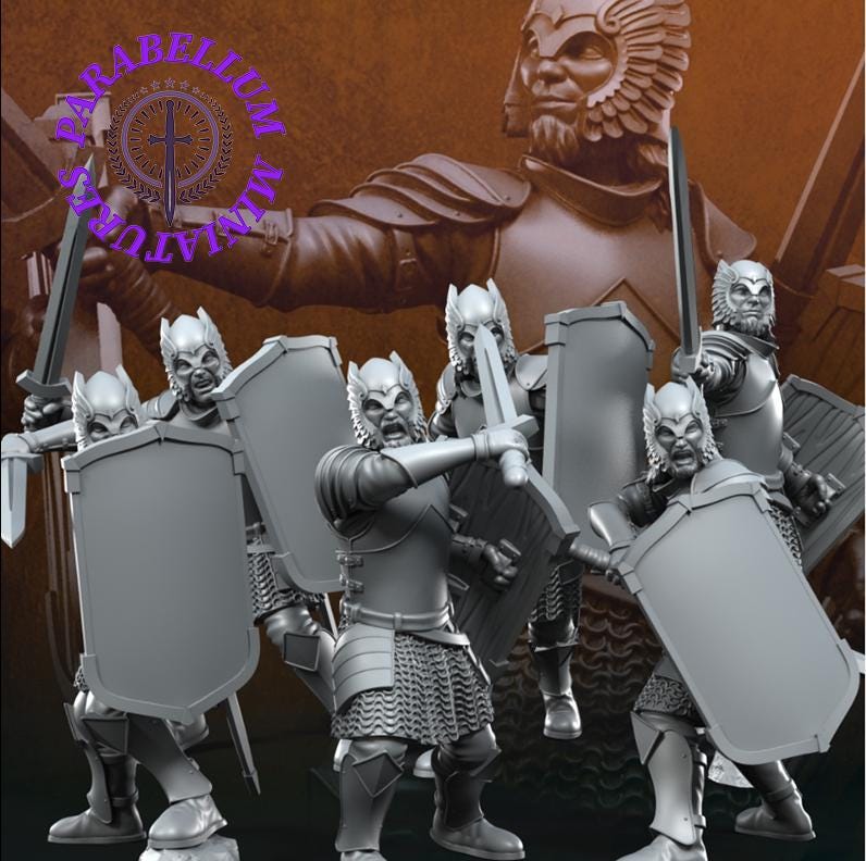 Grey Castle Warriors with swords