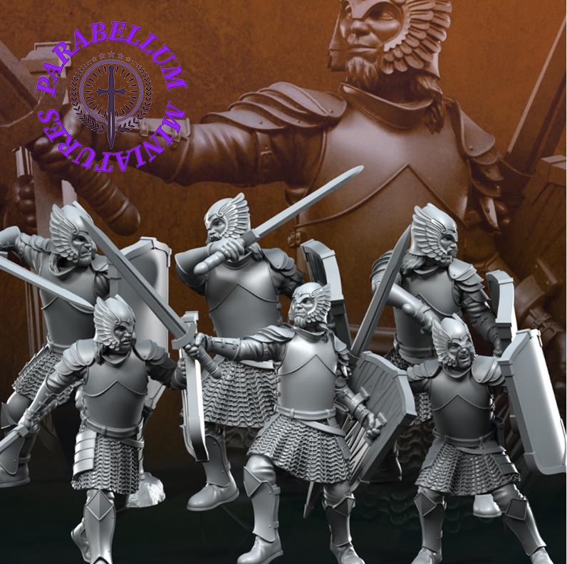 Grey Castle Warriors with swords