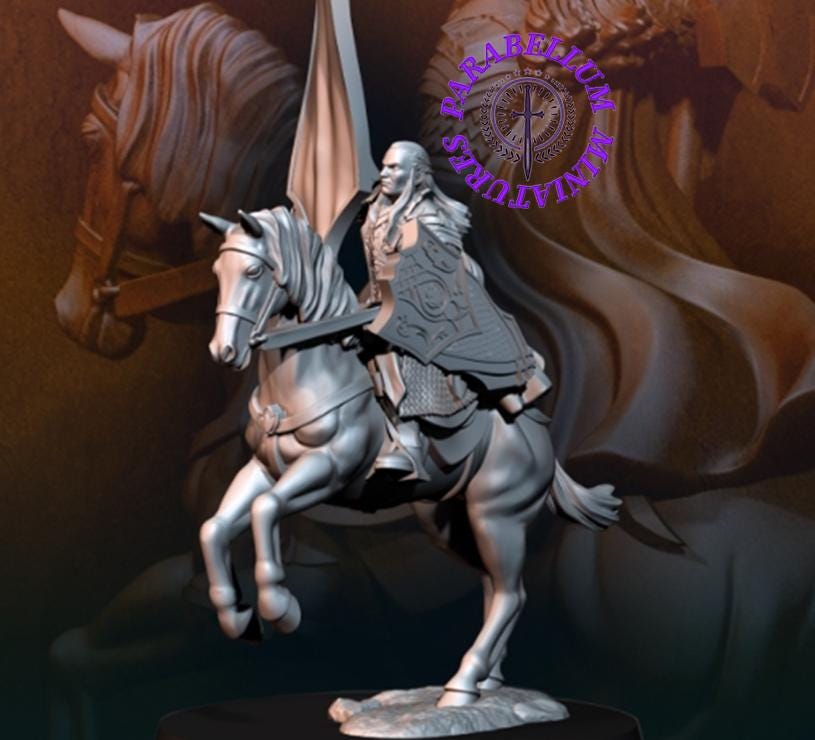 Wood Elf warrior with banner on horse