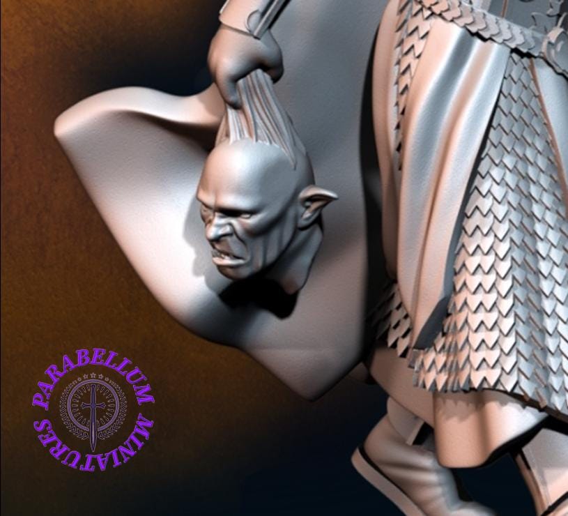 Armoured wood elf captain with spear