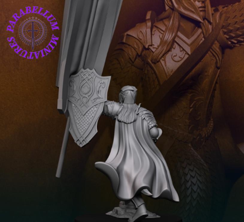 Armoured wood elf with banner