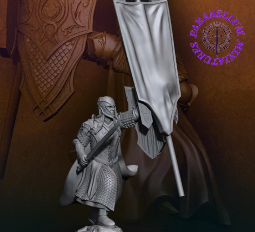 Armoured wood elf with banner