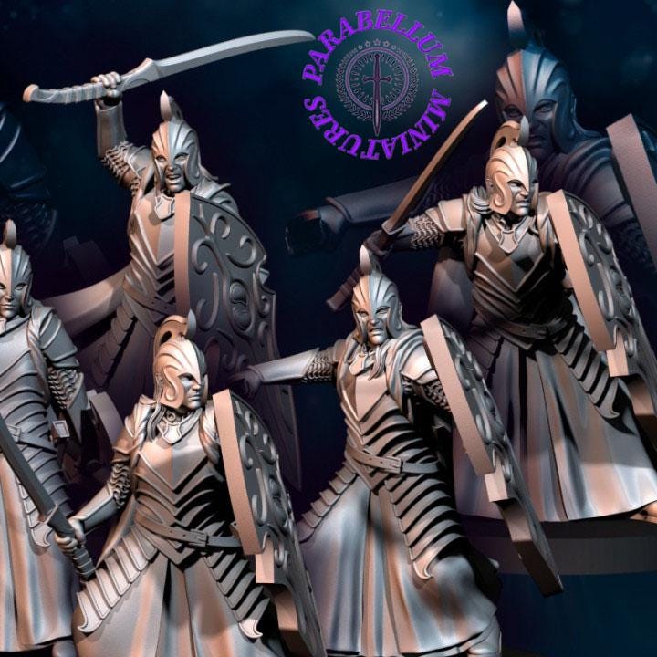 6x Bloody Elf warriors with Sword and Shield